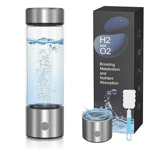 AMIR Portable Hydrogen Water Bottle, 460ml Hydrogenated Water Bottle Generator, Rechargeable Ionizer Machine with SPE/PEM Technology, 3-Min Quick Electrolysis, for Fitness, Travel, Home & Office