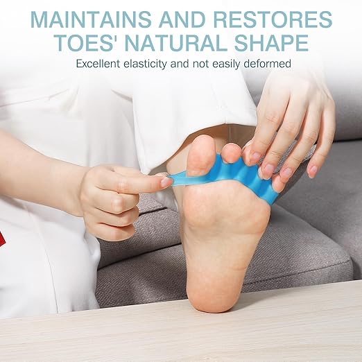 Silicone Toe Separators for Women & Men - Toe Spacers for Bunion Relief, Hammer Toe, Plantar Fasciitis & Pedicures | Includes Metatarsal Pad & Therapeutic Yoga Cushion for Foot Pain(2pcs,Black)