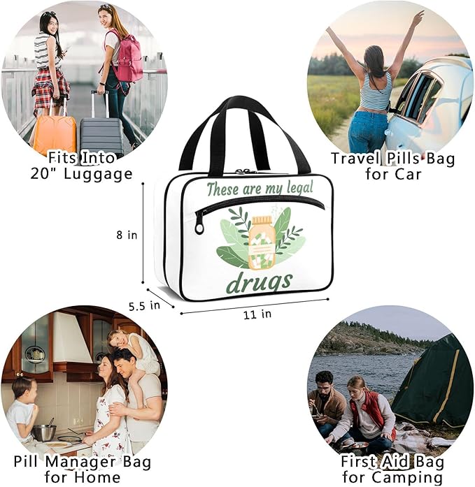 Naanle Pill Organizer Bag Travel Pill Bottle Medicine Organizer Home Storage Medication Bag for Vitamin Supplements, Phytotherapy Empty First Aid Bag for Car Camping, 1.0 Count