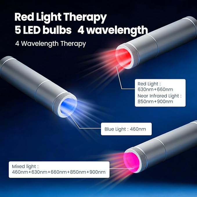 Infrared and red Light Therapy, red Light Therapy Devices for Joint and Muscle Health, Near-Infrared Therapy Suitable for Body, face and Oral Cavity—utilising Five-wavelength Technology.