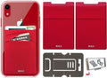 RFID Blocking Phone Card Wallet - Double Secure Pocket - Ultra-Slim Self Adhesive Credit Card Holder Card Sleeves Phone Wallet Sticker All Smartphones(Red)-2PC