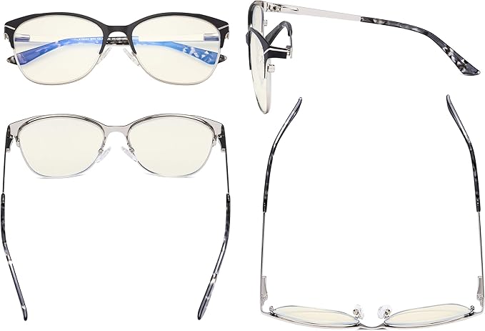 Eyekepper Blue Light Glasses - Semi Rimless Digital Eyeglasses for Women Blocking Computer Screen UV Rays