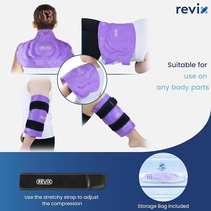 REVIX 20" XXXL Ice Pack for Knee Discomfort and Fatigue, Reusable Extra Large Cold Packs for Relaxation, Knee Replacement Surgery, Promoting Flexibility and Mobility with Cold Therapy, Purple