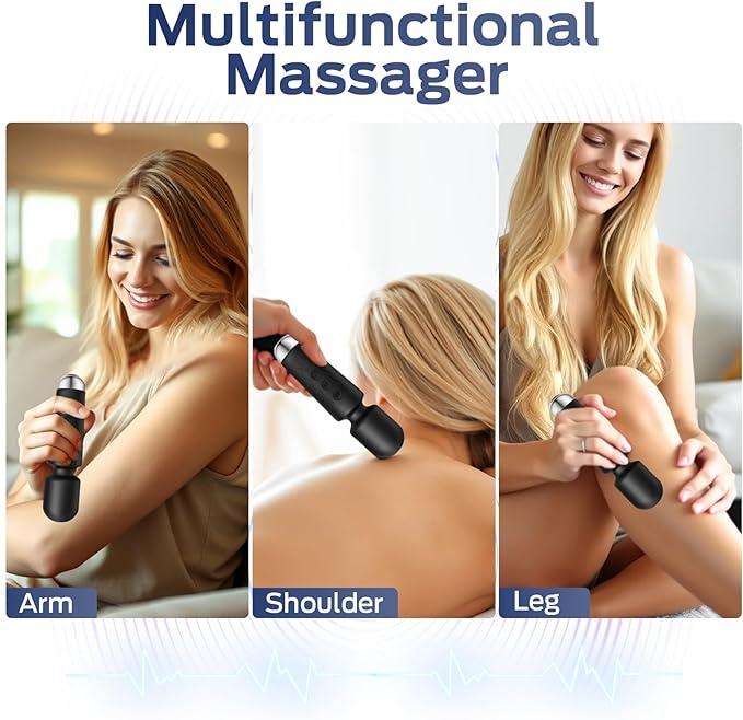 Personal Massager, Handheld Micro Wireless Massager, Small & Powerful, Waterproof Portable, Suitable for Relieving Neck, Leg and Shoulder Pain, Black