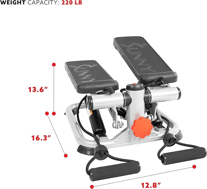 Sunny Health & Fitness Mini Steppers for Exercise at Home, Stair Step Workout Machine, Full Body Cardio Equipment, with Optional Free SunnyFit App Connection and Resistance Band