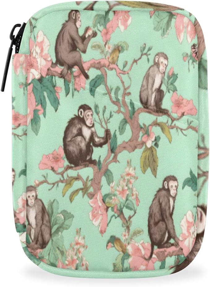 Cool Cartoon Cute Monkey Travel Pill Organizer Bag Portable Weekly Pill Box Travel Medicine Organizer 7 Day Pill Case with Zipper for Daily Travel Family Business