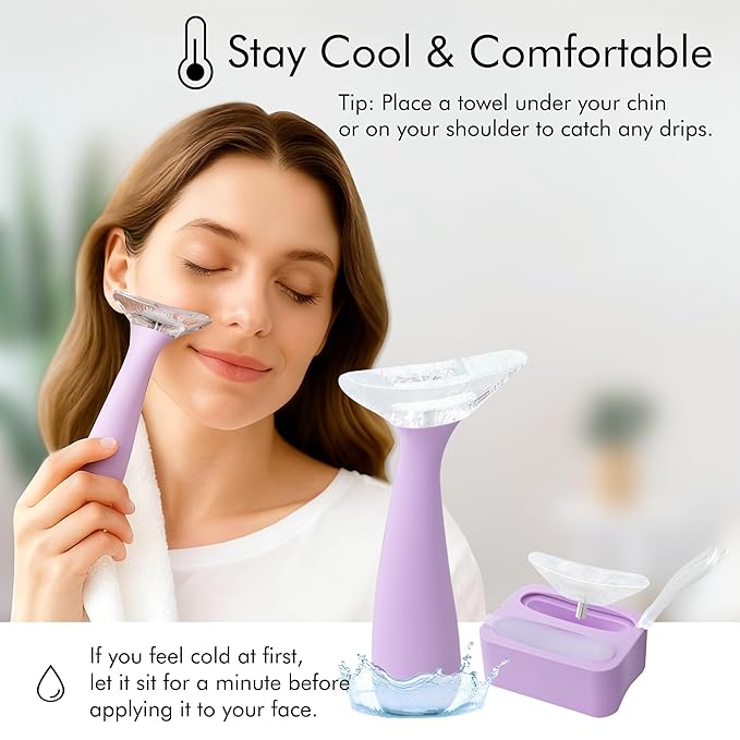 Azrra Ice Roller for Face and Dermaplane Razor, Ice Face Roller Reduces Puffiness, Minimize Pores, Reusable Massage Silicone Ice Mold with 2 Dual-head Face Razor