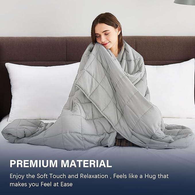 CuteKing Weighted Blanket for Adults: Weighted Blanket with Premium Glass Beads - Breathable Heavy Blanket for Comfort Sleep - Thick Blanket for Adult All Season (20lbs, 80"x87", Light Grey)