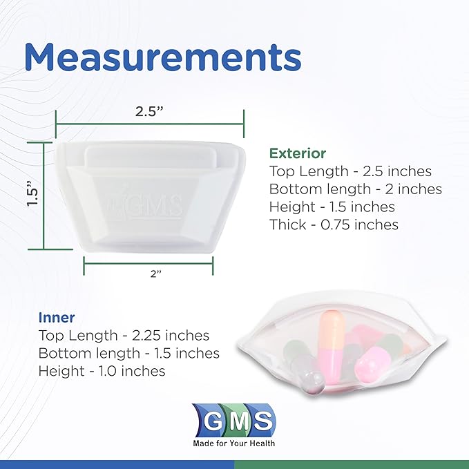 GMS Squeezable Pocket Pill Case - Small, Lightweight Pill Organizer Ideal for Travel - Holds Medicines Securely - Sturdy Design with Easy Fuss-Free Access - Pocket Sized & Discreet