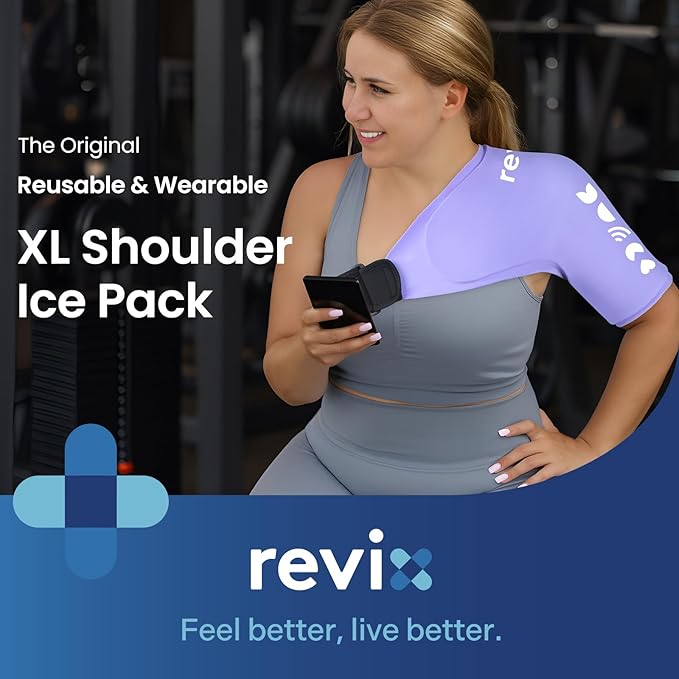 REVIX XL Shoulder Ice Pack Wrap for Rotator Cuff and Arm, Cold Compression Ice Pack Sleeve with Quick-On &Off Design, Flexible Fit for Women, Lady, Female, Girl, Sports Recovery & Everyday Comfort