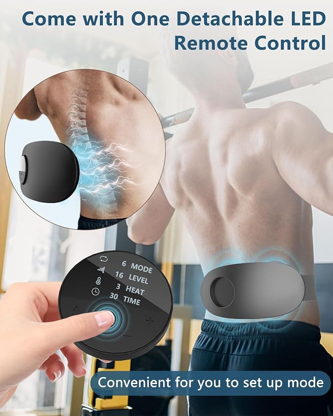 Back Massager with Heat-Heating Pad for Lower Back Massage Abdominal Belly with 6 Massage&16 Intensity,Portable Cordless Personal Lumbar Travel Wrap Belt Gifts for Men Women Teen Girl