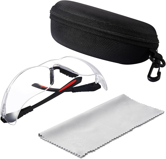 xaegistac Shooting Glasses Anti-fog Shooting Range Eye Protection, Adjustable Safety Glasses with Zipper Hard Case