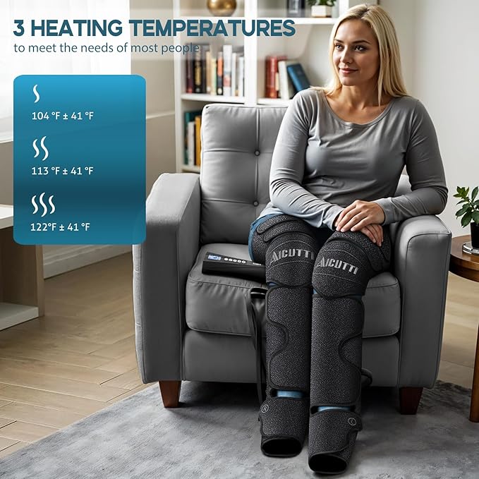 Air Compression Leg & Foot Massager with Heat – Relief for Circulation, Fatigue & Tension – Relaxing Gifts for Dad, Mom, Men & Women – Ideal for Father’s Day, Mother’s Day, Christmas & Birthdays