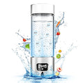 Hydrogen Water Bottle - Portable Rechargeable Water Bottle with LED Timer, Aluminum and Glass, 5000 PPB Hydrogen Production, Gift for Husband Wife Father Friend Client (Silver, 11.6Oz)