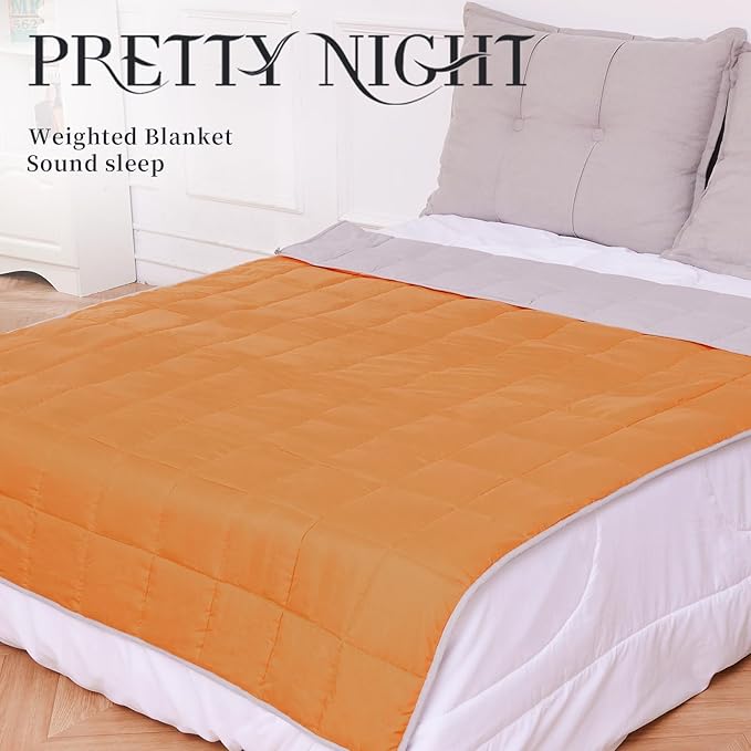 Weighted Blanket 15lbs Queen Size Orange Grey 60"x80" Weighted Blankets for Adults Heavy Blanket are Comfortable and Cozy