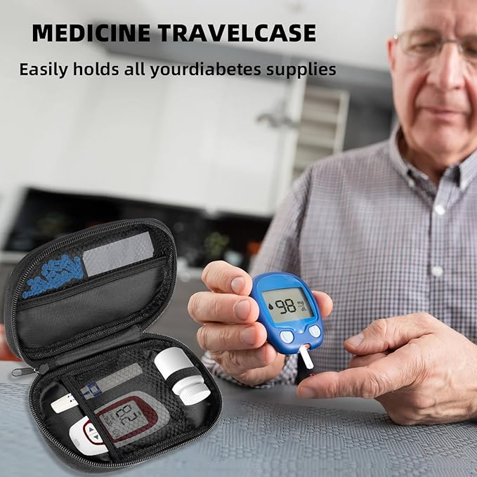 Diabetes Supply Organizer - Portable Blood Glucose Meter Storage Bag, Travel Case for Glucometer Kit