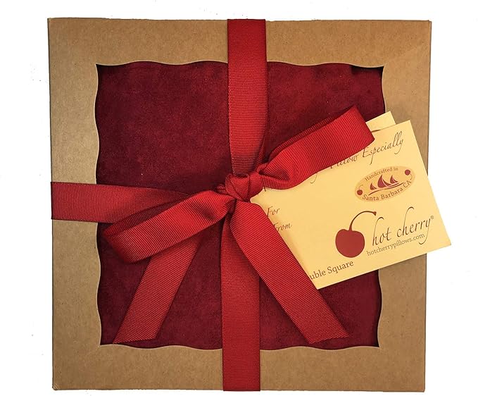 Double Square Red Ultra Suede, Cherry Pit-Stone Pillow, Microwavable Hot/Cold Compress, Sustainable Heating Pad, Moist Heat, Muscle Joint Pain Relief