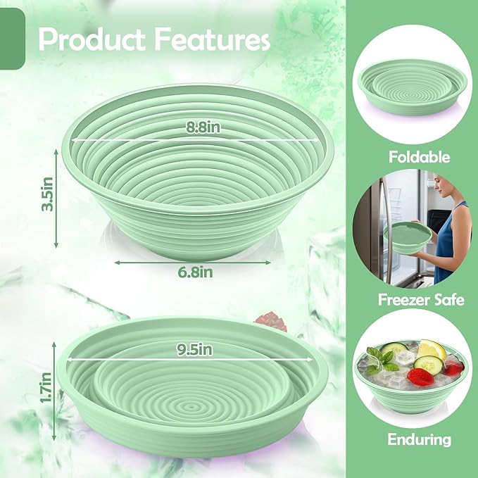 XANGNIER Face Bowl for Ice – Collapsible Silicone Facial Ice Bath Bowl for Cold Plunge Therapy, Skin Tightening & Acne Relief – Portable Spa Tool for Home & Travel, Green