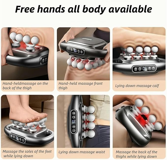 16-Drive 8-Head Massage Gun Set,Massage Gun with 16 Attachments & Red Light Therapy - Quiet 8-Speed Muscle Massager for Back,Legs,Full Body Pain Relief,Recovery and Relaxation (Black-8)
