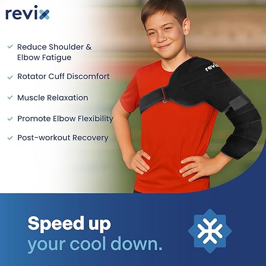 REVIX Youth Arm Ice Pack Wrap for Pitchers – Reusable Ice Arm Sleeve for Young Volleyball Player & Athletes, Cold Compression Therapy for Shoulder & Elbow, Throwing Recovery, Muscle Relax & Daily Use