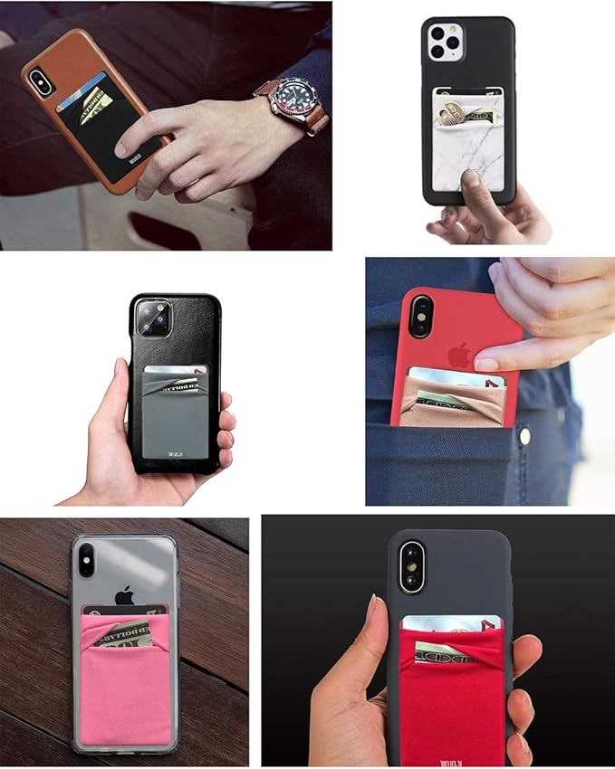 RFID Blocking Phone Card Wallet - Double Secure Pocket - Ultra-Slim Self Adhesive Credit Card Holder Card Sleeves Phone Wallet Sticker All Smartphones(Black)-2PC