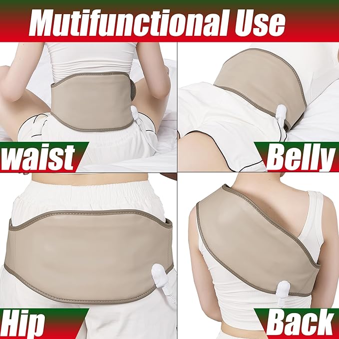 Natural Jades Heat Massage Ab Toning Belt Stomach Cellulite Removal Fat Burning FIR Heating Pad for Back Pain Relief Lower Back Massager Electric Belt Abdomen Belly Waist, Gifts for Men, Women