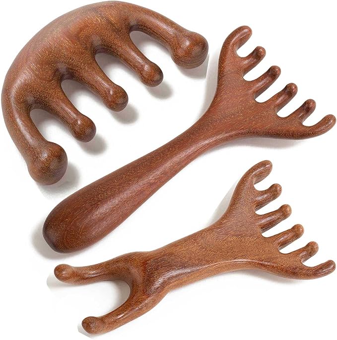 Wooden Scalp Massager, Foot Massage Tool, Scalp Massager Hair Growth - Sandalwood