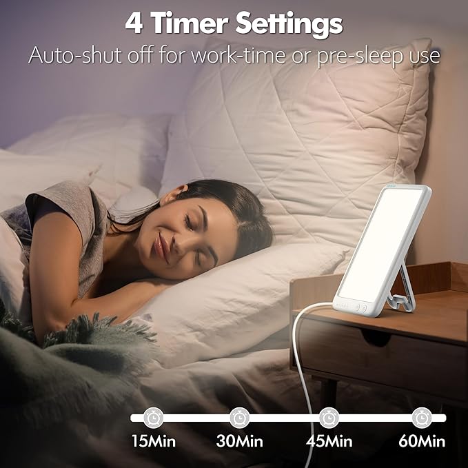 Fitfirst Light Lamp - 10000 Lux Sun Lamp, Gift for Women, 4 Adjustable Brightness Levels, 15-60min Timer Setting, Portable & Foldable Light Box for Home/Office/Travel Use