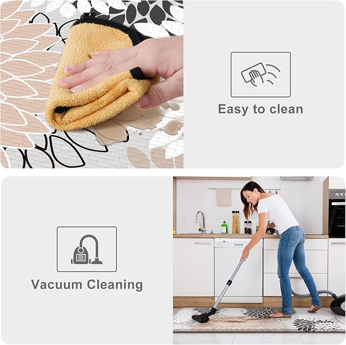 KIMODE Padded Anti Fatigue Floor Mat, Comfort Waterproof Standing Kitchen Mats, Boho Dahlia Kitchen Rugs and Mats Under Desk, 20" x 39" Non Slip Ergonomic Mat Front Sink
