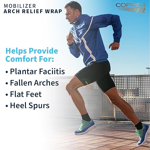 Copper Fit Men & Women Mobilizer Arch Flex Wrap – Adjustable Compression – Advanced Relief & Recovery – Foot Pain, Plantar Fasciitis, Heel Spurs, Swelling & Inflammation – One Size Fits Most