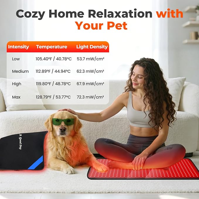 Red & Blue Light Therapy Mat for Body 33"×17" – 360 LEDs Infrared Light Pad (460nm + 660nm + 850nm) for Back, Waist, Knees & Joints Pain Relief, 60W Red Light Therapy Panel, Ideal Gift for Men & Women