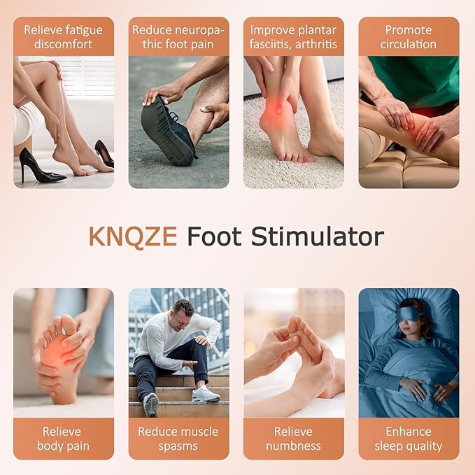 KNQZE Foot Massager for Neuropathy, TENS + EMS Foot Stimulator for Circulation, 10 Modes + 20 Intensities, Wireless Remote, Neuropathy Pain Relief for Feet, Plantar Fasciitis, Gifts for Mom & Dad