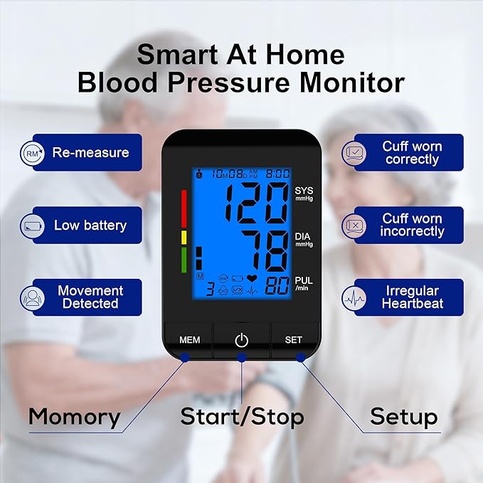 Automatic Upper Arm Blood Pressure Monitor for Home Use with 9-17in & 13-21in L/XL/Extra Large Cuff, Accurate Measurement Guidance, Portable Fit Big Arms BP Machine
