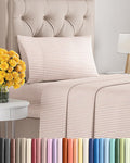 Twin XL Size 3 Piece Sheet Set - Extra Soft, Breathable & Cooling Sheets - Hotel Luxury Bed Sheets for Women & Men - Deep Pockets, Easy-Fit & Wrinkle-Free Sheets - Blush Stripes Oeko-Tex Bed Sheets