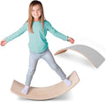 Non Slip Balance Board, 35 Inch Non Slip Felt Rocker Board Durable Wood, Kids Toddler Open Ended Learning Toy, Yoga Curvy Board