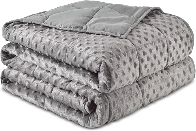 Sivio Weighted Blanket for Adults (15 lbs, 48" x 72") Soft Minky Heavy Blanket for Sleeping Perfect for 140-160 lbs, Twin Size Breathable Weighted Throw Blanket, Machine Washable, Grey