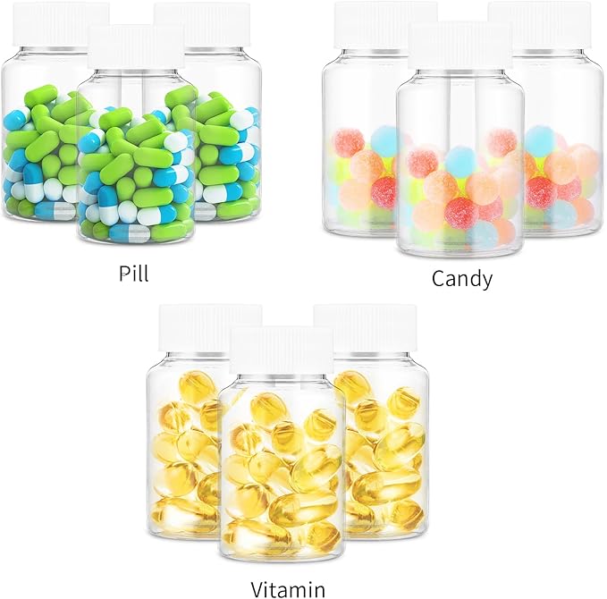 4Pcs Clear Pill Bottle, 80ml Empty Clear Plastic Pill Bottles Medicine Bottle Empty Reagent Bottle Chemical Containers with Caps for Liquid Solid Powder