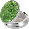 Pill Organizer Travel,Bling Pill Box Small,Pocket Purse Pill Case,Pill Bottle Organizer Storage,Portable Pill Carrier(Green)