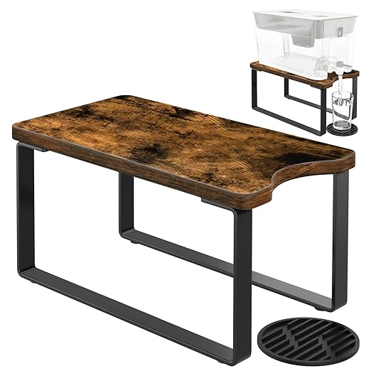 Water Filter Dispenser Stand Wood with Drip Tray - 7.5''W x 13.5''D x 7''H, Metal Stand Designed for Brita Filter, Compatible with Zero Water, PUR, Waterdrop etc -XS