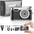 Mini Digital Camera, Keychain Camera 1080P HD with 2MP Lens, Flash, Video Recording, 32G Card Included, Portable and Compact Retro Vlog Camera for Travel, Kids, Black
