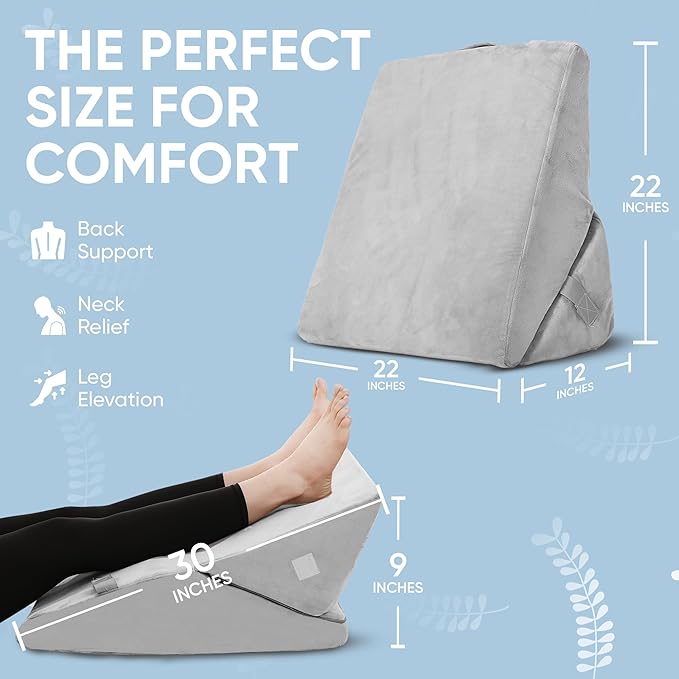AllSett Health Adjustable Bed Wedge Pillow for Sleep Apnea, 7 in 1 Body Positioner Bed Wedge Pillow for Sleeping, Acid Reflux Pillow, GERD, Anti Snore Sleep Apnea Pillow, Heartburn