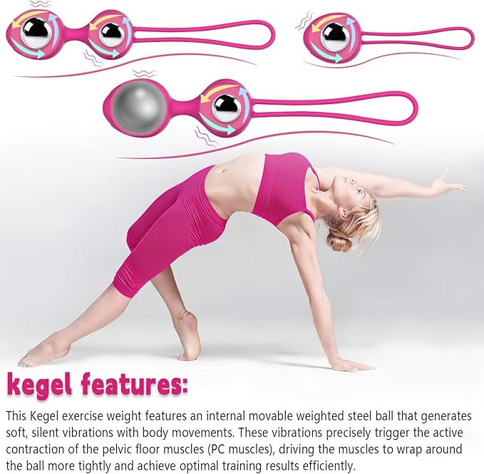4 Kegel Balls for Women Tightening Exercise Set, Different Kegel Weights for Pelvic Floor Muscle, Pelvic Floor Trainer System for Beginners & Advance (Rose Red)