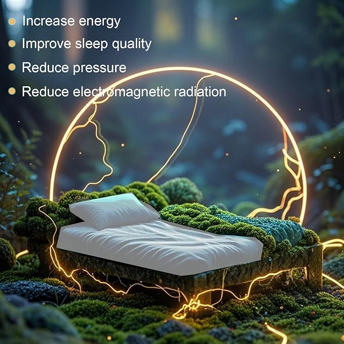Grounding Sheets Queen Size, 20% Pure Silver Fiber + 80% Organic Cotton, Grounded Sheet Earth Connected Bedding Fitted Earth Sheets with Cord