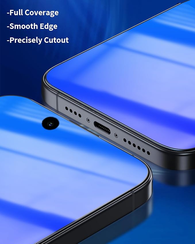Privacy Screen Protector for iPhone 13 Pro / for iPhone 13 / for iPhone 14, Tempered Glass Film with Easy Installation Frame 2 Pack True 25° Anti Spy Anti-Blue Light Eye Protection 9H Hardness (6.1 inch Blue)