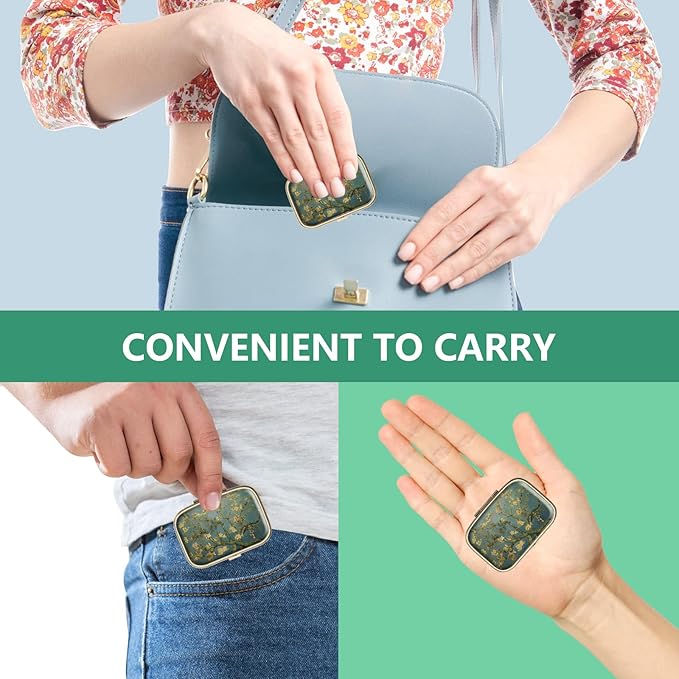 Pill Case Pill Box with Mirror Retro 2 Compartment Small Pill Case for Purse or Pocket Bronze Rectangular Pill Box or Vitamins, Fish Oil, Supplements, Pill Containe Travel Gifts（Vangogh Art）