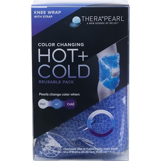 TheraPearl Color Changing Hot Cold Pack for Knee, Reusable Knee Wrap with Strap & Gel Beads, Best Ice Bag for Swelling, ACL & MCL Surgery, Sports Injuries, Non Toxic Flexible Hot & Cold Compress