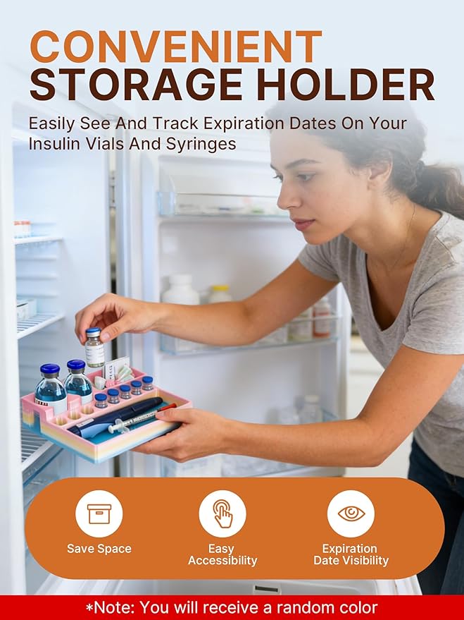 Insulin & Peptide Vial Storage Case– 3ml & 30ml Vial Holder with Space for Syringes & Prep Wipes – 3D Printed Color Mixing Design – Travel & Freezer Safe (Random Color)
