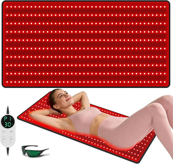 Red Light Therapy Mat for Body, Large 39"x24" Infrared Light Pad with 400 LEDs Tri-Chip 660nm & 850nm, Red Light Blanket for Back Belly Muscle Knee Joints, 10Hz/40Hz Pulsing, 9 Timer, Max 60W