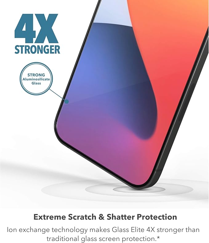 ZAGG Glass Elite VisionGuard - Impact Protection, Scratch & Fingerprint Resistant, InvisibleShield, Clear for iPhone 12 Pro, 12, 11, XR