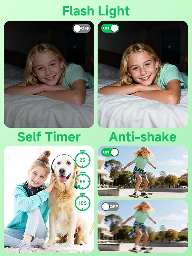 Digital Camera,4K 48MP Portable Camera with Anti Shake, 16X Zoom, Digital Camera for Teens with Beauty, 32GB Card, 21 Filters, Best for Kid Children Teen Student Girl Boy